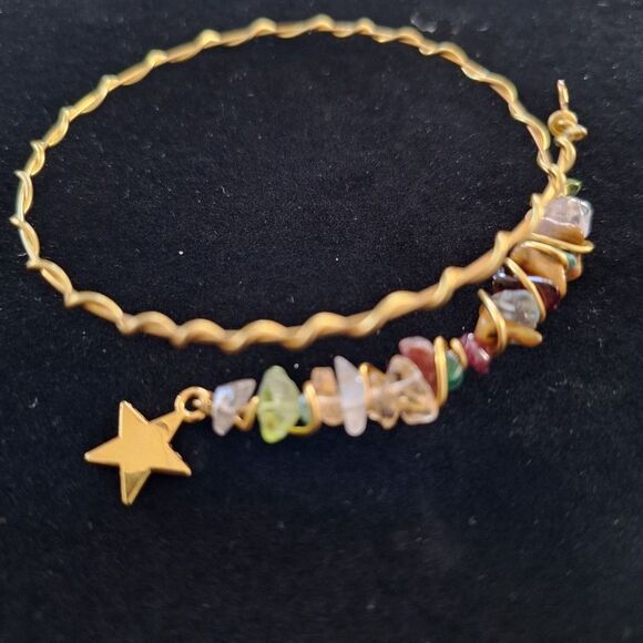 Mixed Gem Stones with Star Charm Extendable Bracelet - Picture 3 of 6